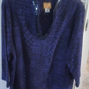 Ruby Rd. Purple Patterned Top